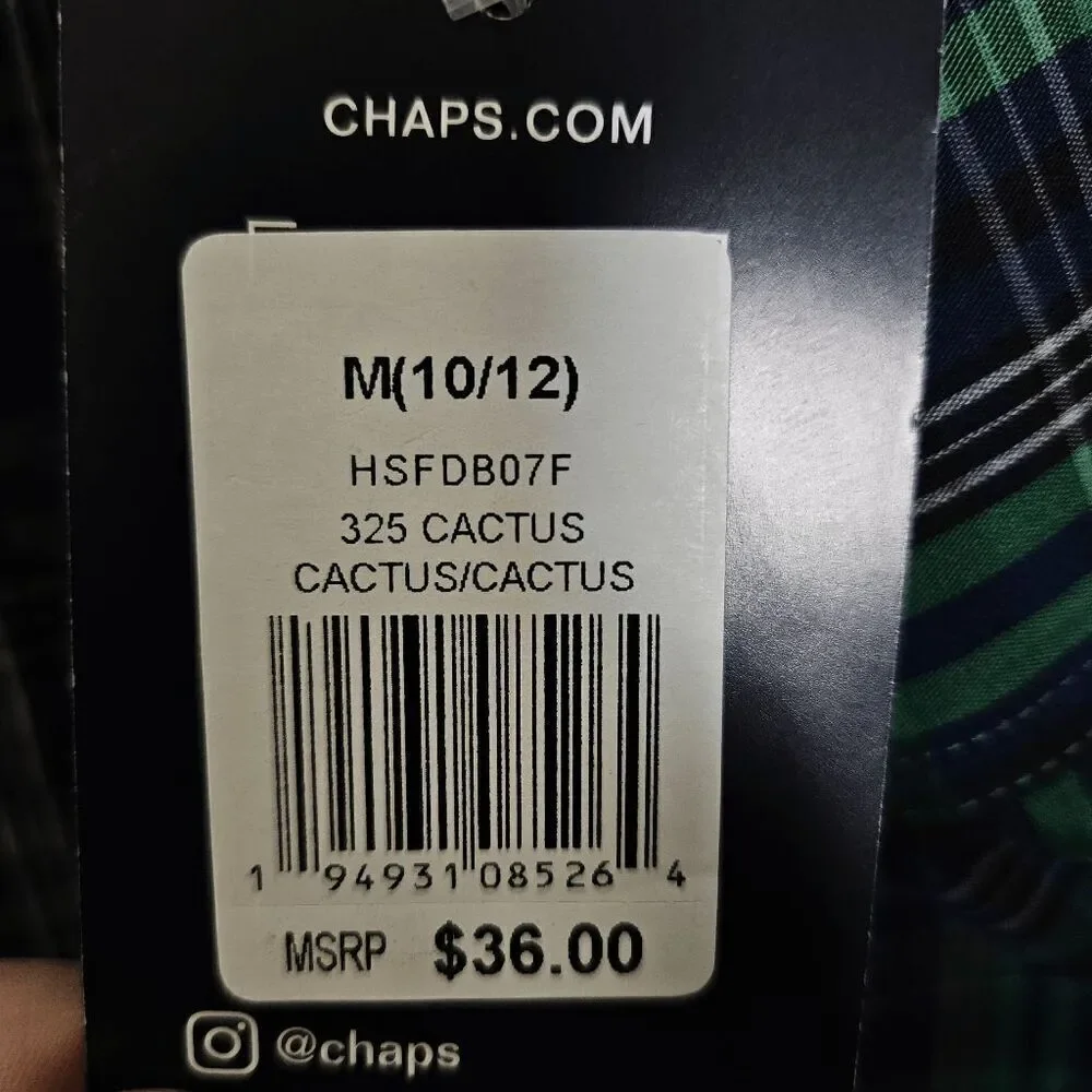 CHAPS Youth Boys Plaid Button front Long sleeve shirt Green and Black Size Mediu